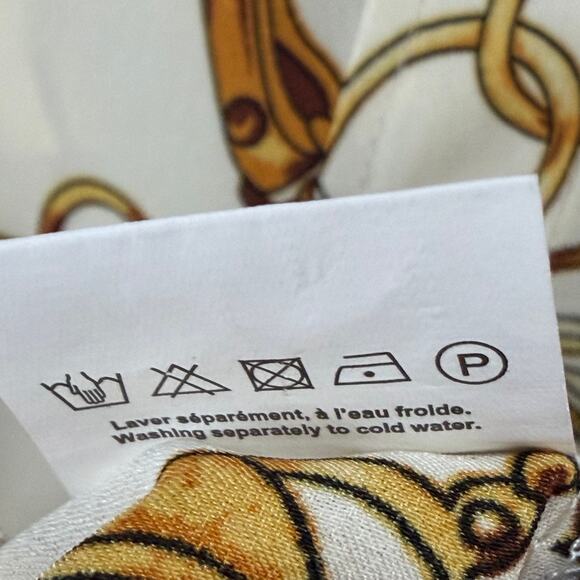 Hippocampe Blouse Top Womens M Cream Chain Print 3/4 Sleeve Old Money Equestrian - Picture 14 of 15